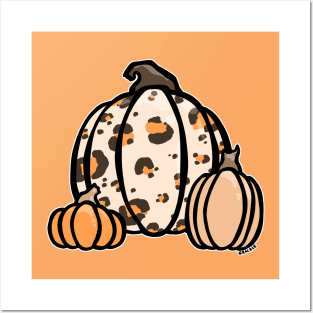 Orange Leopard Print Pumpkin Posters and Art